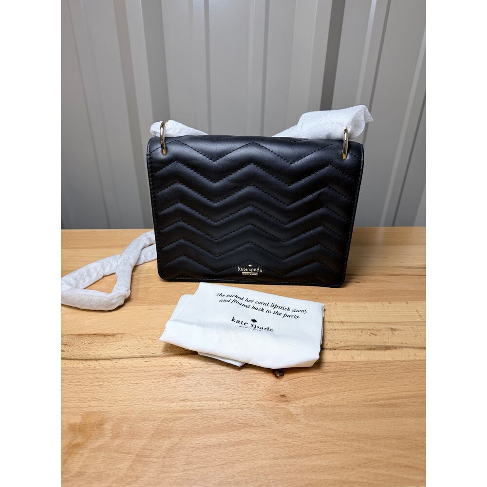 Kate Spade Reese Park Black Quilted Leather Crossbody Purse NWT!